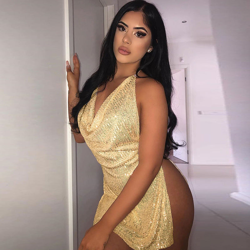 Women Sexy Backless Cutout Halter Neck Dress 14