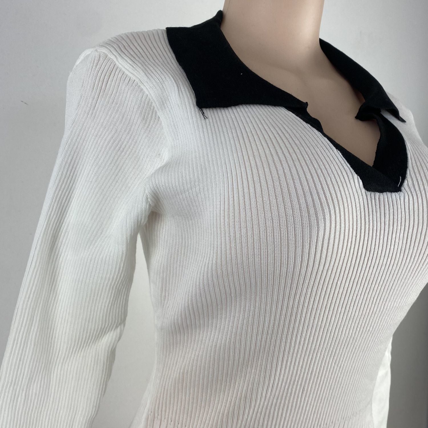 Autumn Casual Chic V-Neck Color Block Slim Fit Stretchy Knit Bodycon Dress 7