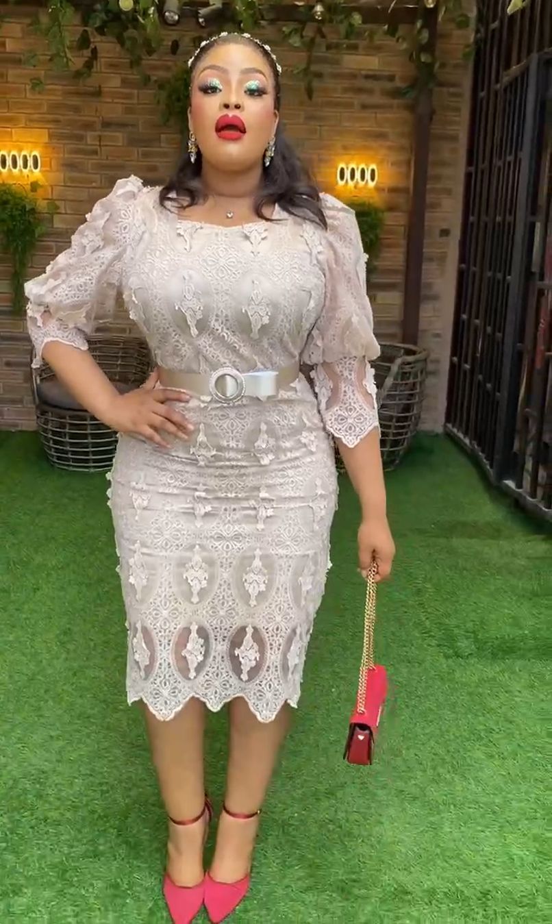 Africa Plus Size Women's Lace Lantern Sleeve High Waist Formal Party Evening Gown Maxi Dress