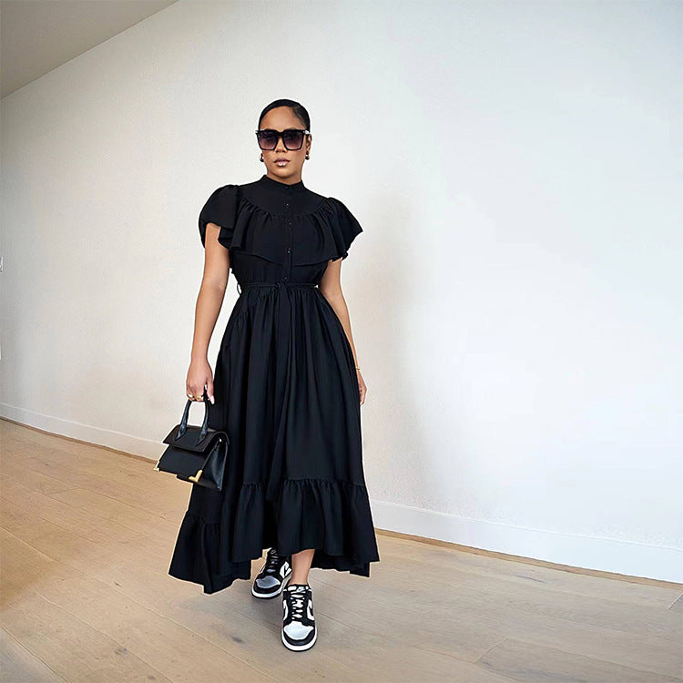 Women Retro Skirt Loose French Shirt Dress 6