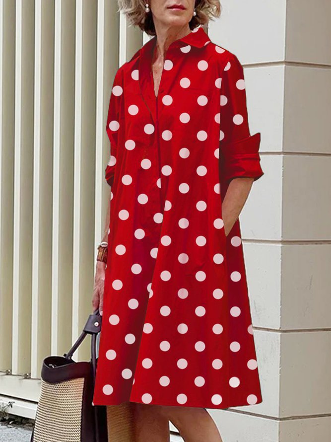 Women Turndwon collar print dress 9