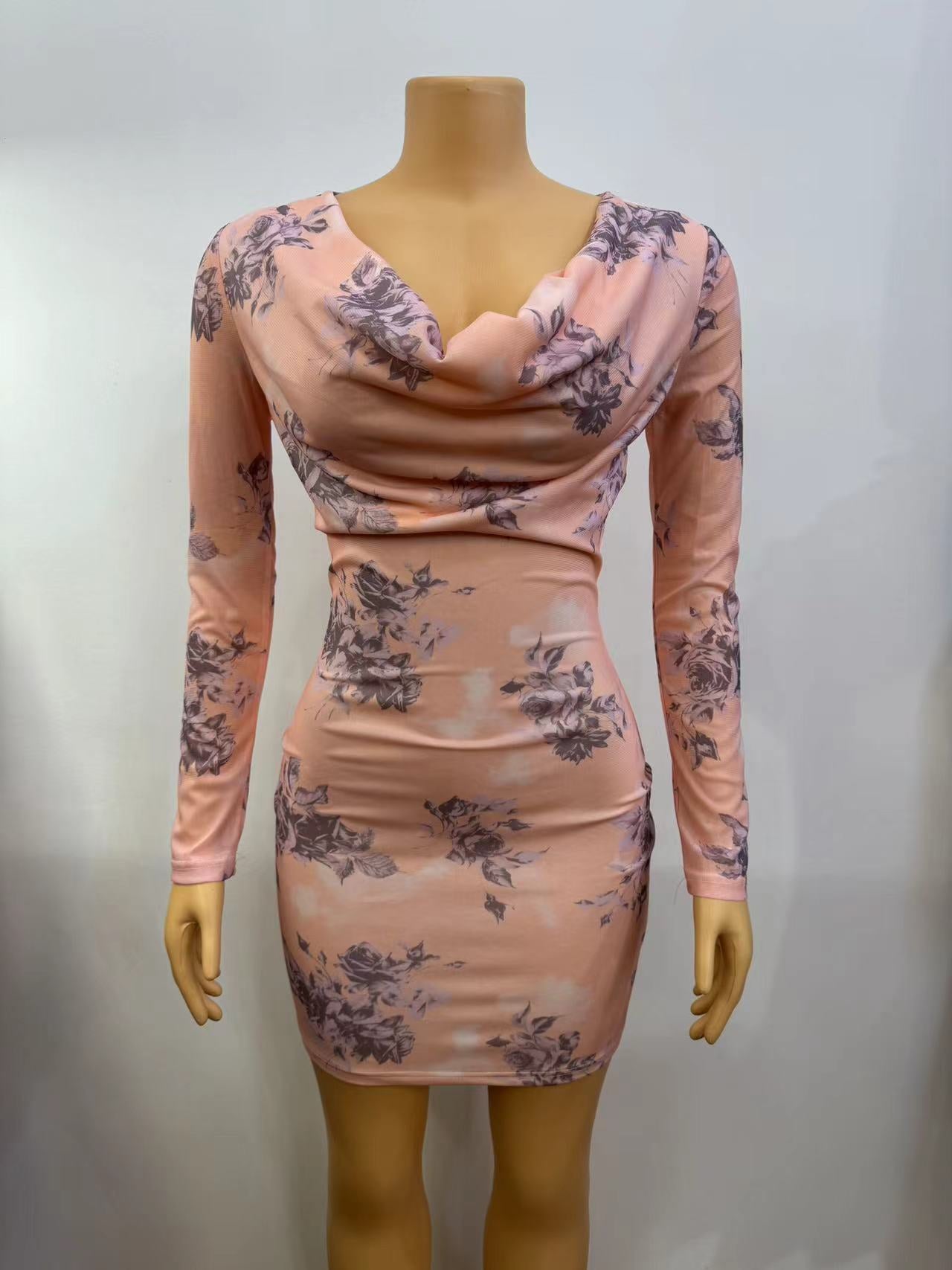 Women's Printed Long Sleeve Bodycon Dress 4