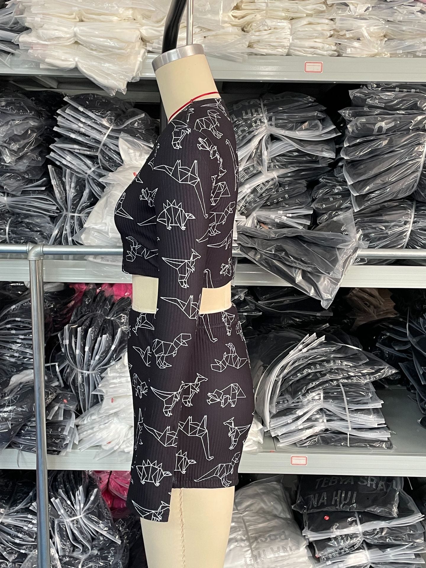 Women's Casual Summer Button Crop Long-Sleeved T-Shirt Tight Fitting Shorts Two Piece Set For Women 9