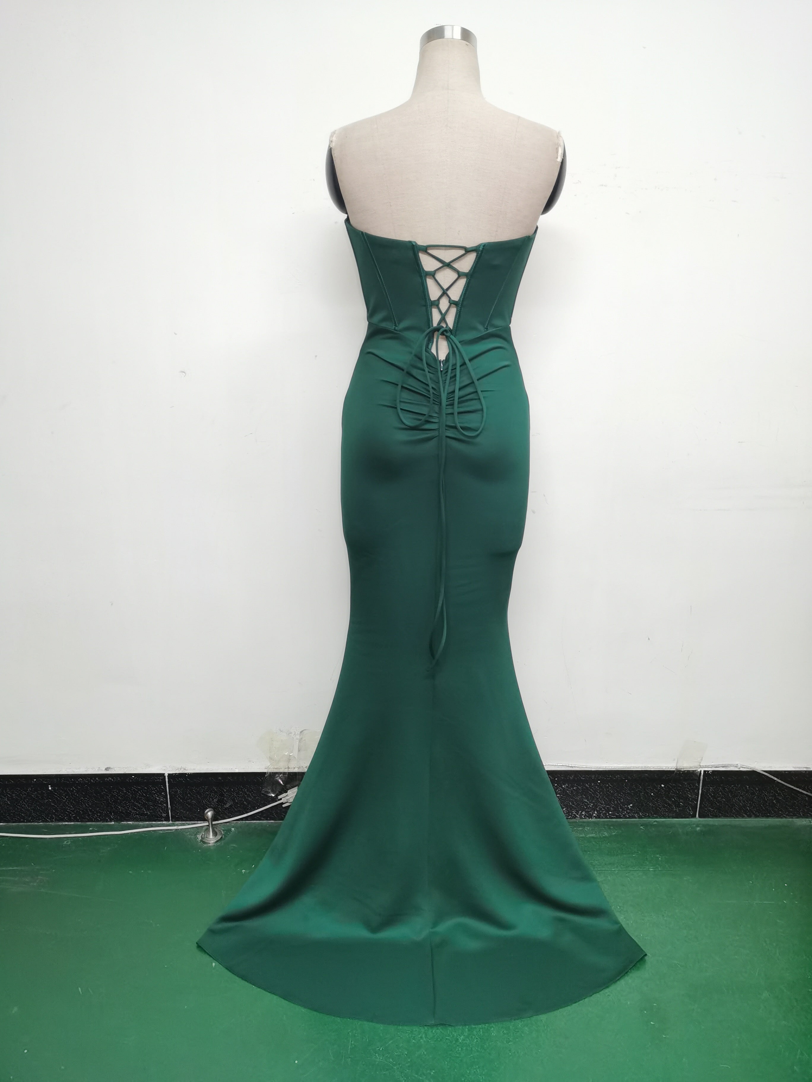 Women herringbone Strapless sweetheart neck hollow Lace-Up Formal Party evening dress 29
