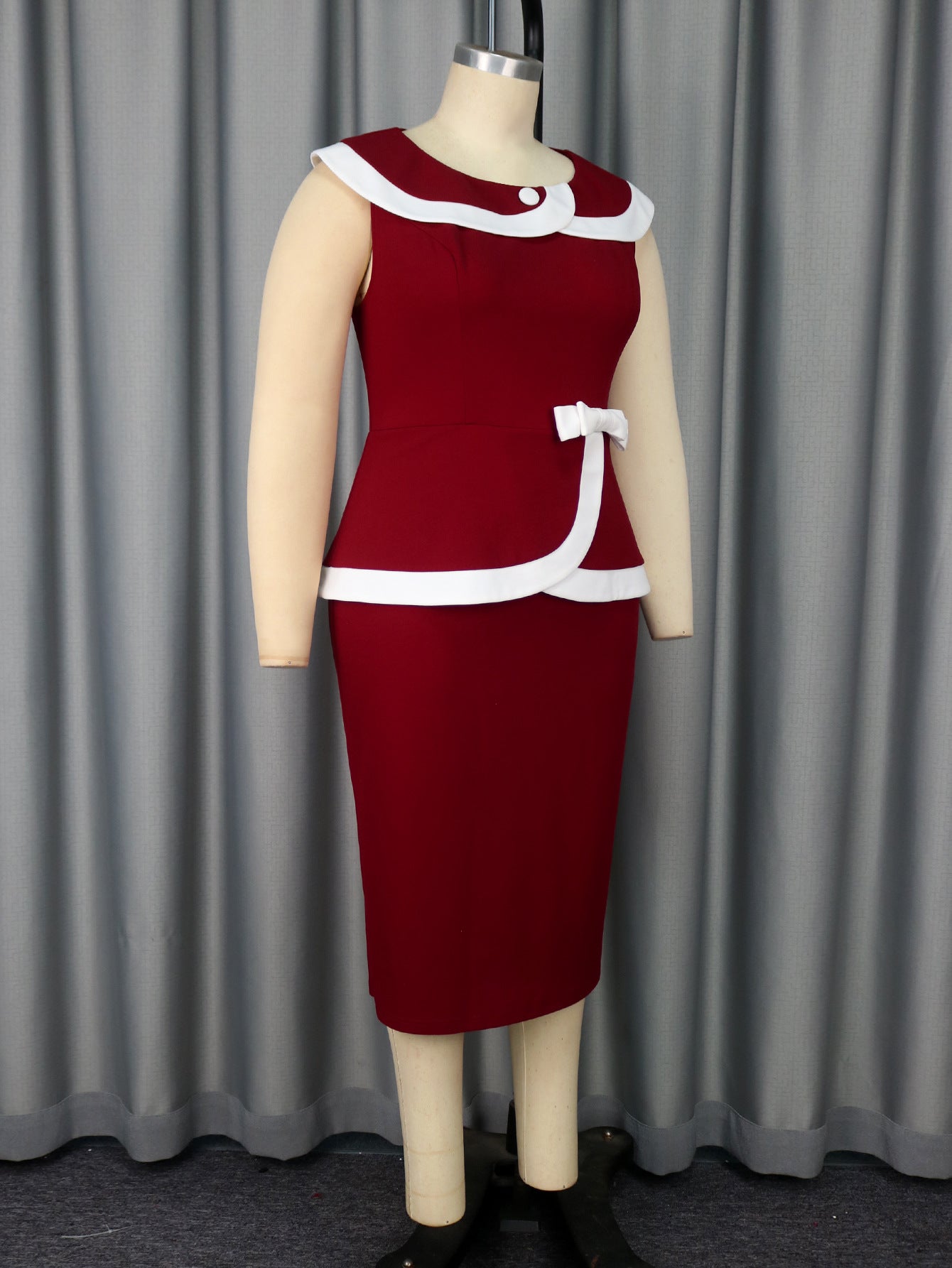 Turndown Collar Contrast Color Elegant Formal & Cocktail Party Dresses 6