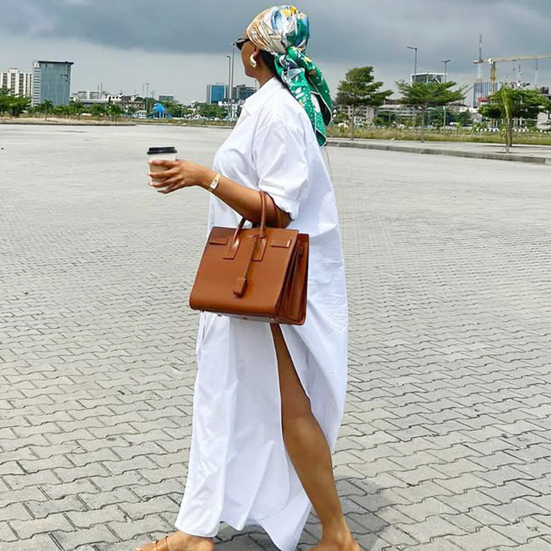 Casual Fashion Loose Shirt African Long Sleeve Women's Dress 4