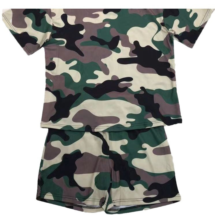 Summer Casual Round Neck Loose Sporty Two Piece Shorts Set 9