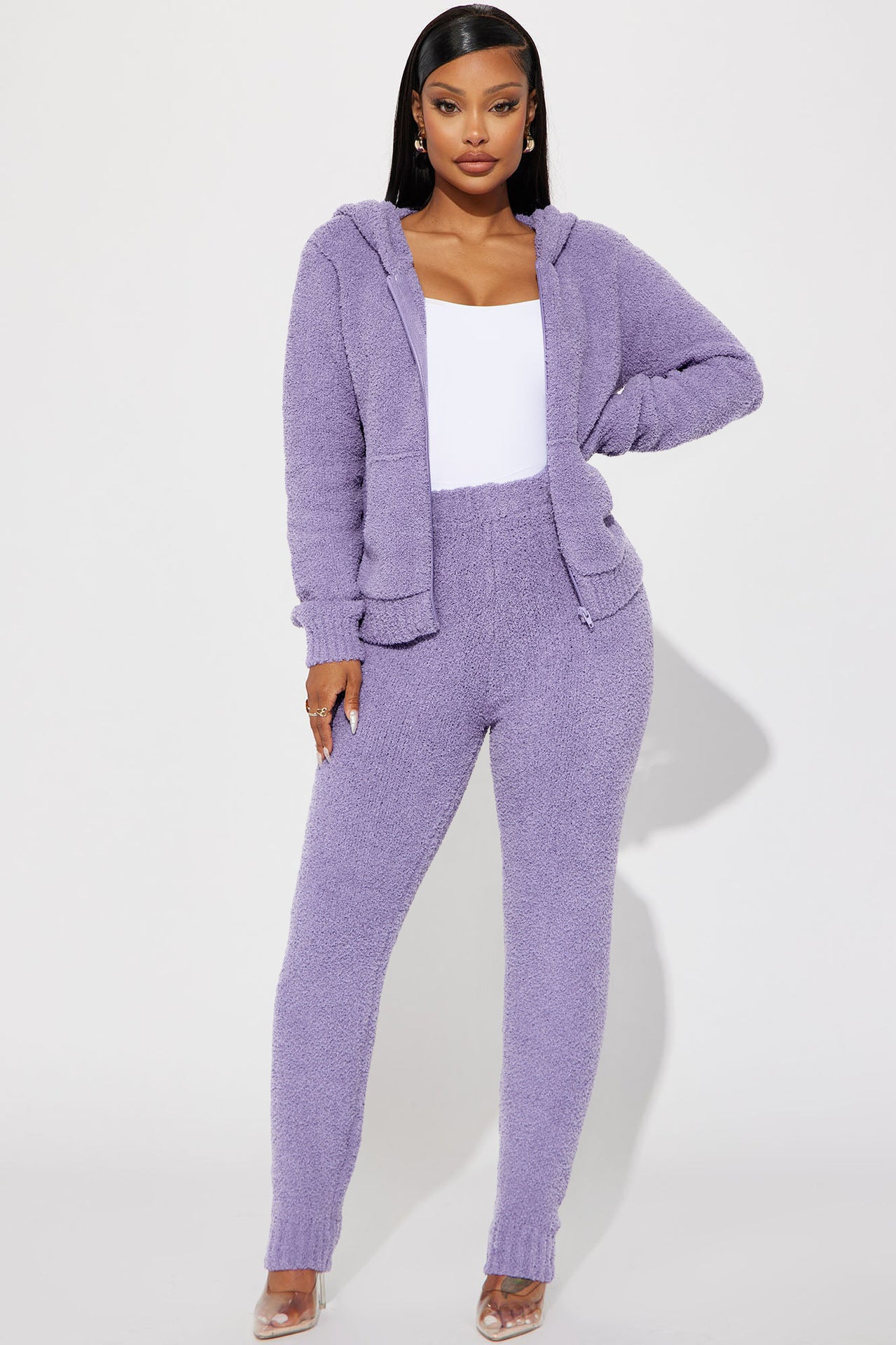 Women's Fashion Casual Hooded Fleece Two-Piece Pants Set Women's Clothing 4