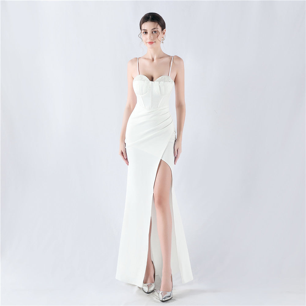 Women Fishbone Crystal Evening Dress 10