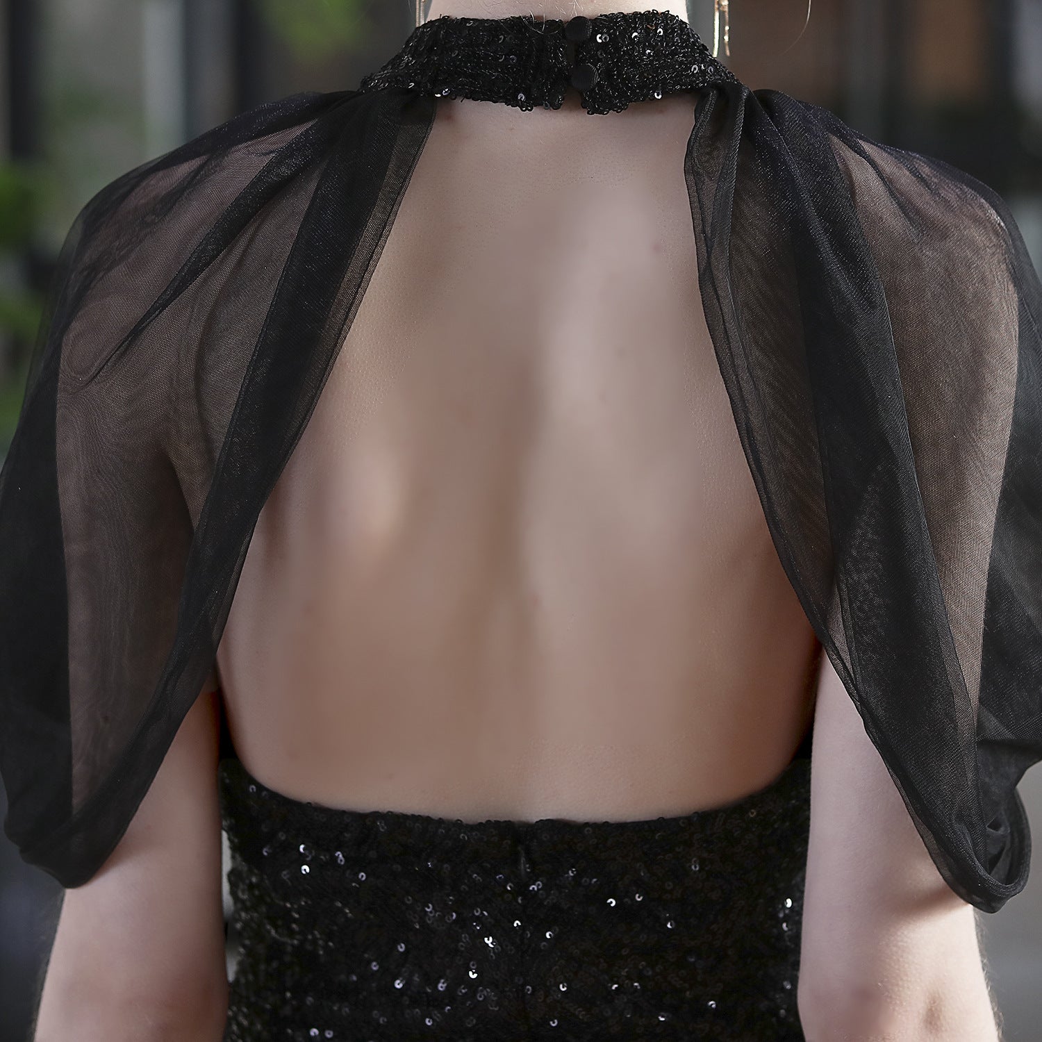 Sequin Mesh Halter-Neck Fishtail Bride Long Wedding Dress 20