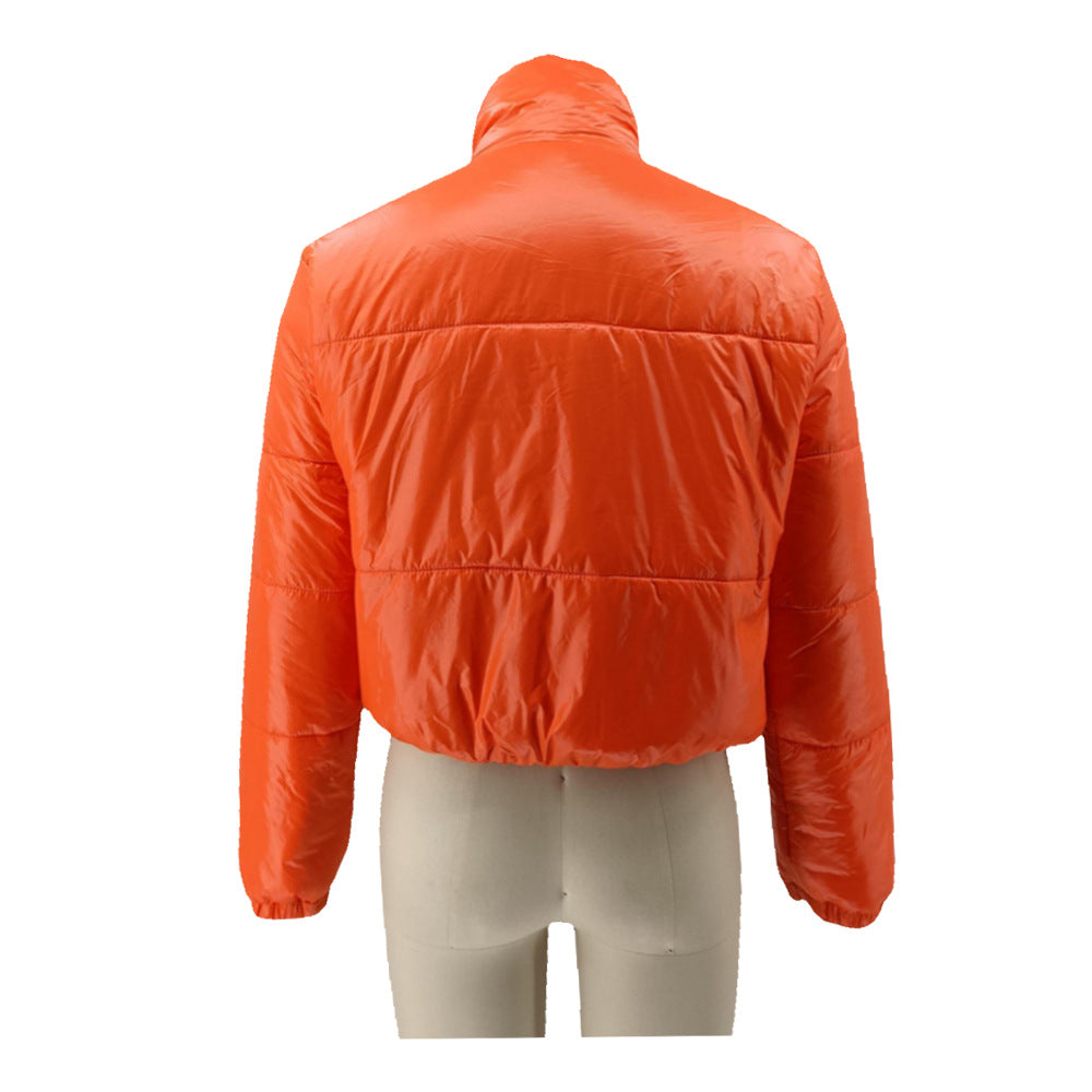 Women Solid Zipper Warm Padding Jacket 17