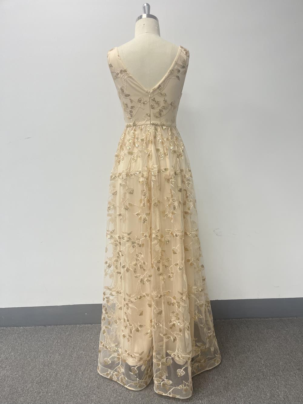 Women sleeveless double v-neck mesh print zipper dress 18