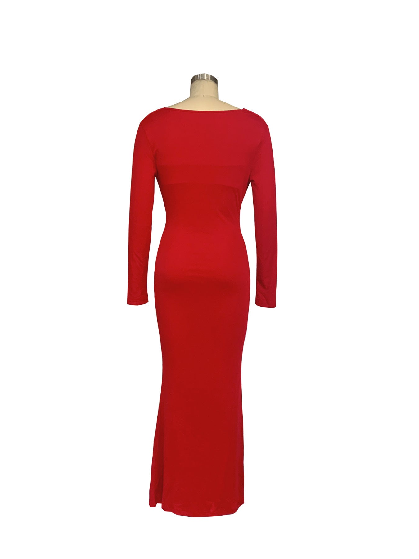 Women V-neck draped pleated long-sleeved sexy Bodycon Dress 11