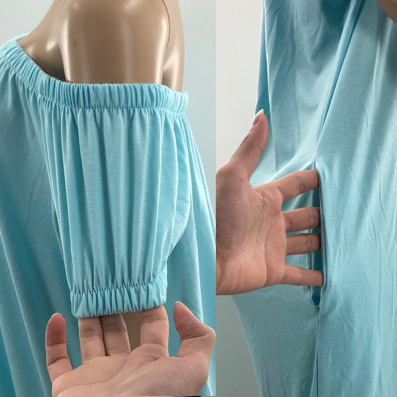 Women's Solid Color Loose Long Length Short Sleeve Jumpsuit Women's Bodysuit 27