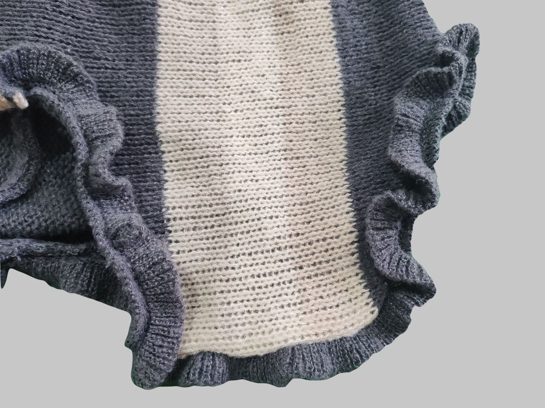 Women's Summer Hollow Ruffled Irregular Contrast Color Long Sleeve Top Short Skirt Set 11