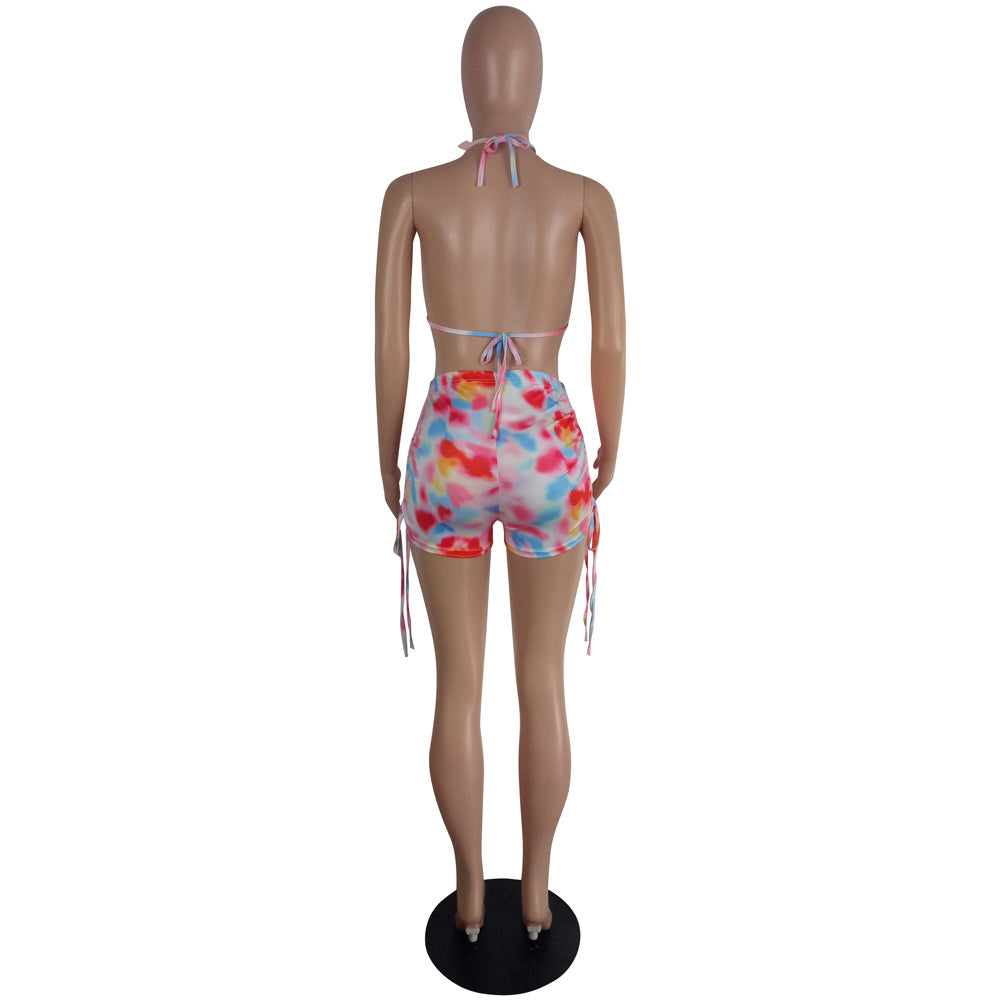 Spring And Summer Women's Sexy Multi-Color Printed Two-Piece Shorts Set 18