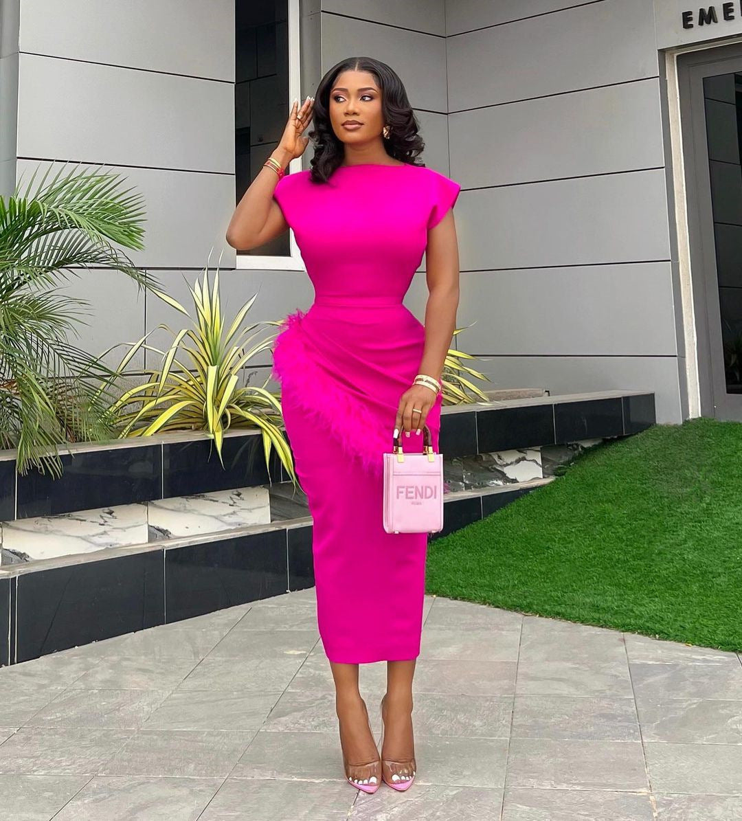 Women Summer Short Sleeve Solid Pleated Maxi Dress 3