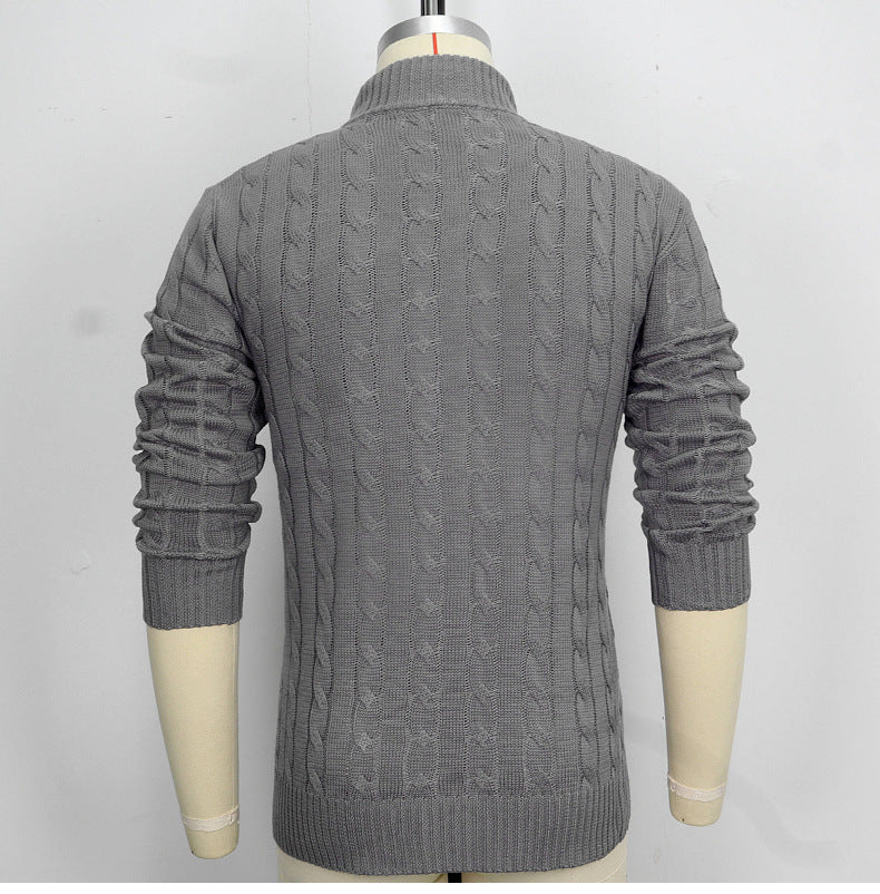 Men's Casual Stand Collar Knitting Solid sweater 6