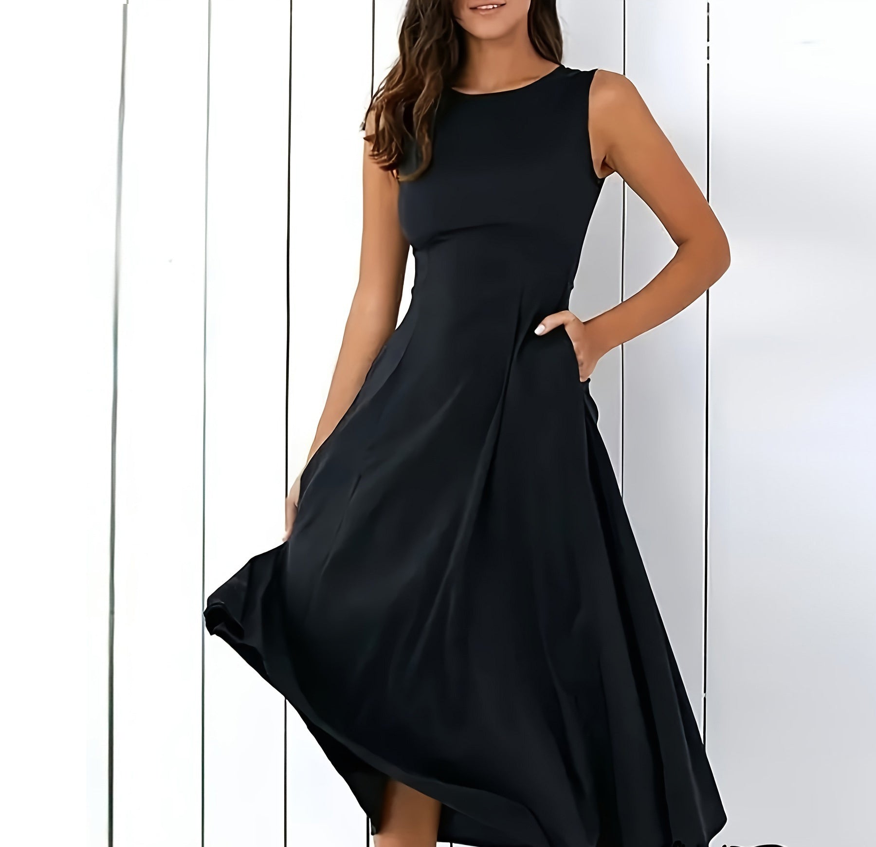 Women Round Neck Sleeveless Dress 4