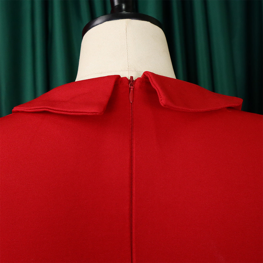 Women'S Fall/Winter Mesh And Pleated Plus Size Ol Chic Career Dress 21