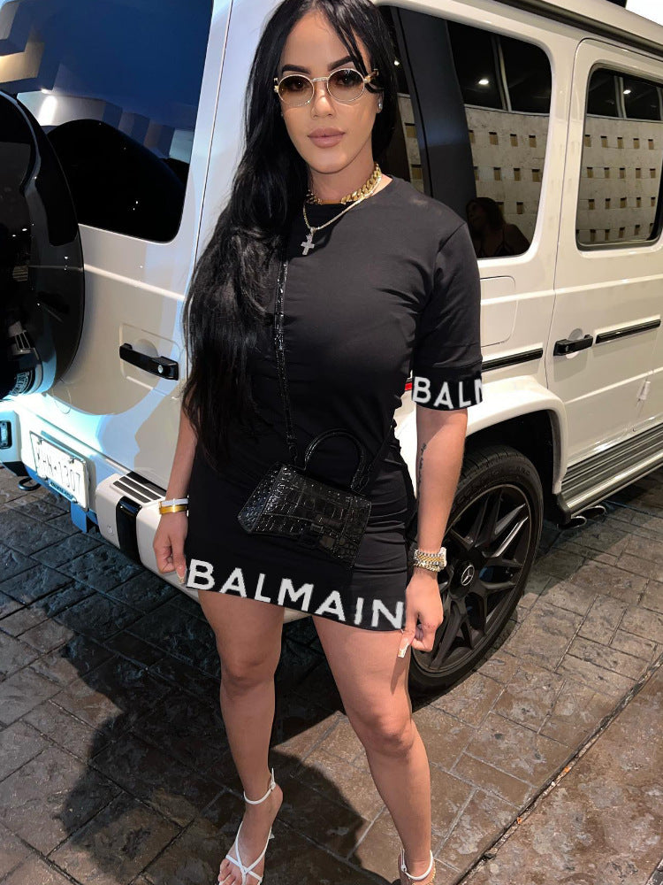 Women Printed Short Sleeve Bodycon Dress 5