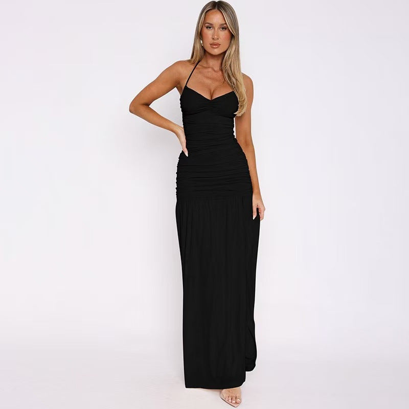 Women Sexy Halter Neck Backless Bodycon Slit Dress 10