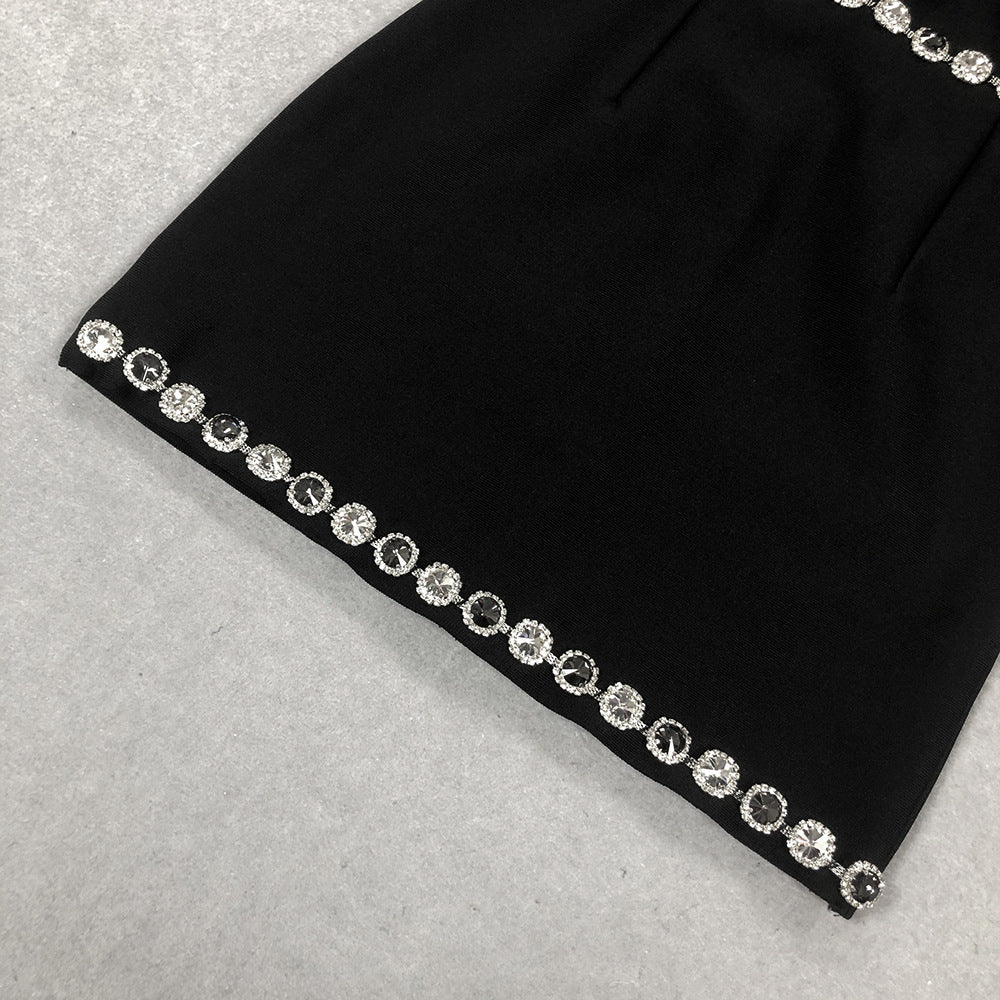 Sexy Fashion Slim Long Sleeve Bandage Beaded Women's Short Dress 12