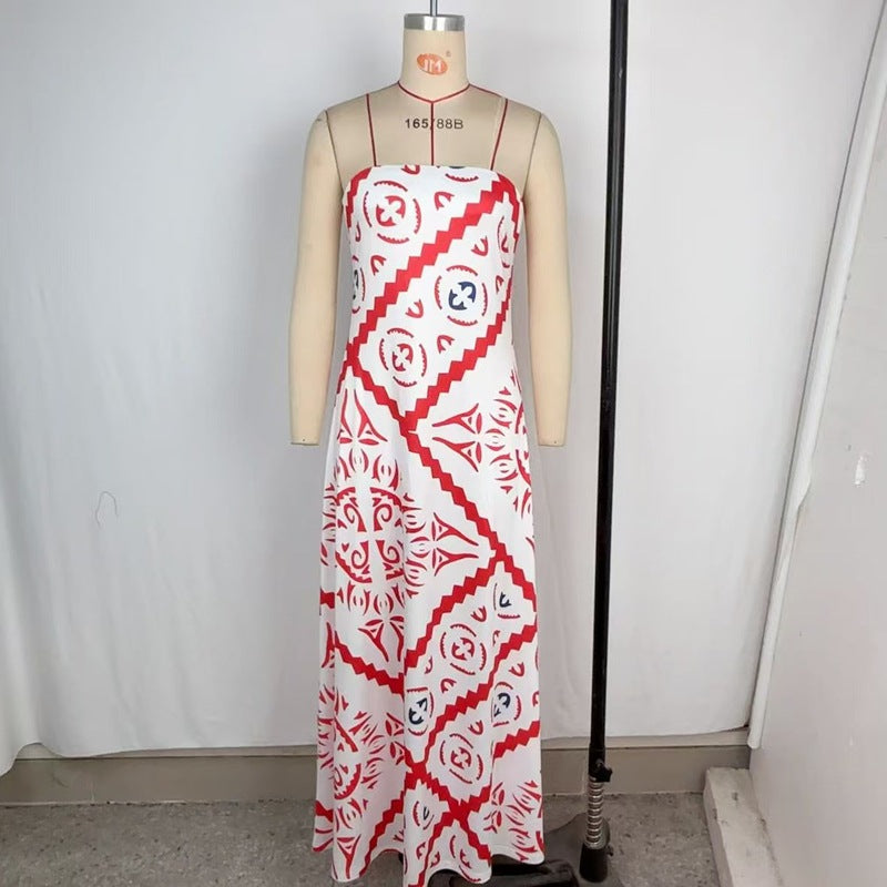 Printed Loose Casual Sexy Beach Vacation Long Dress 6