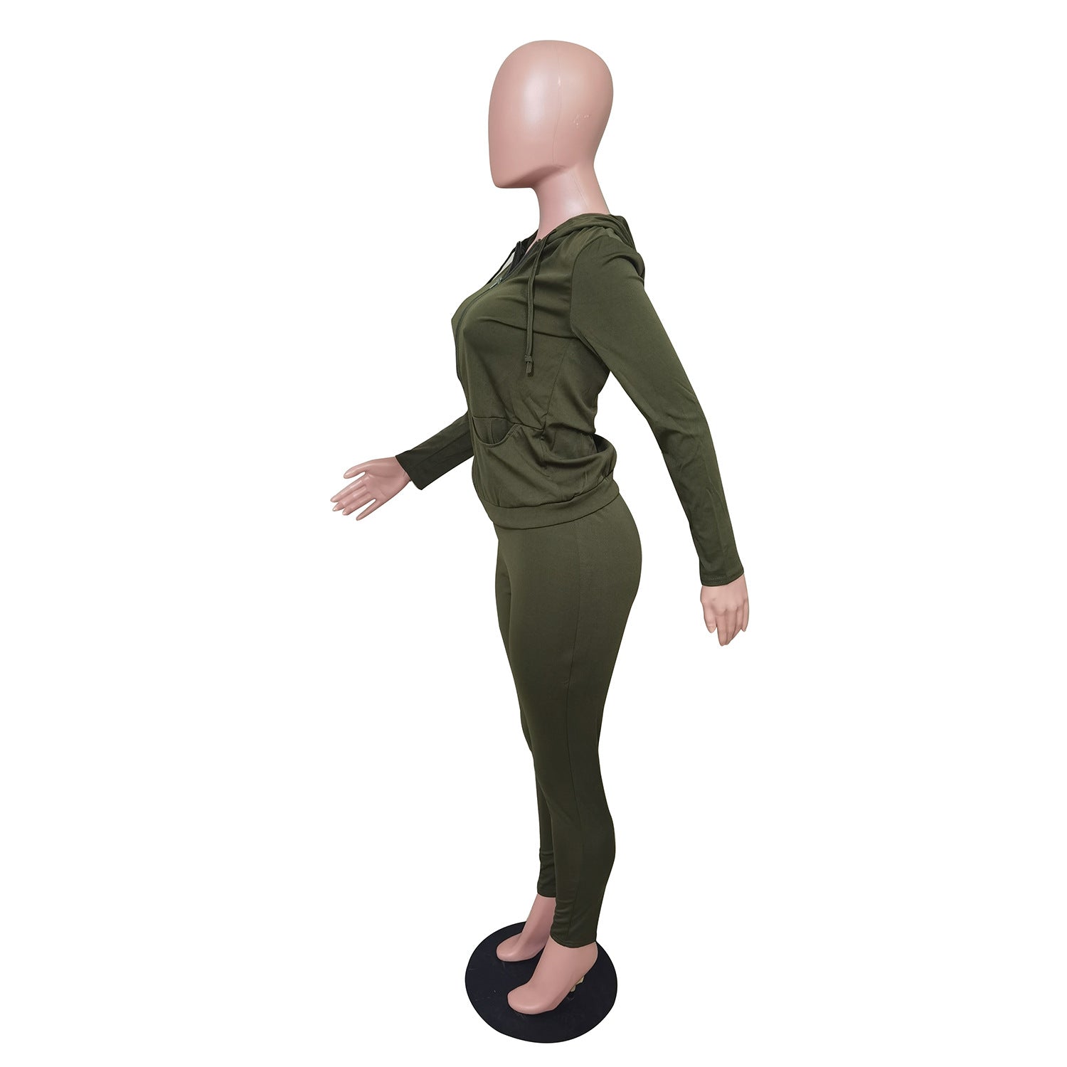 Women's Autumn Style Hat Pocket Zipper Fashion Casual Sport Two Piece Set 57