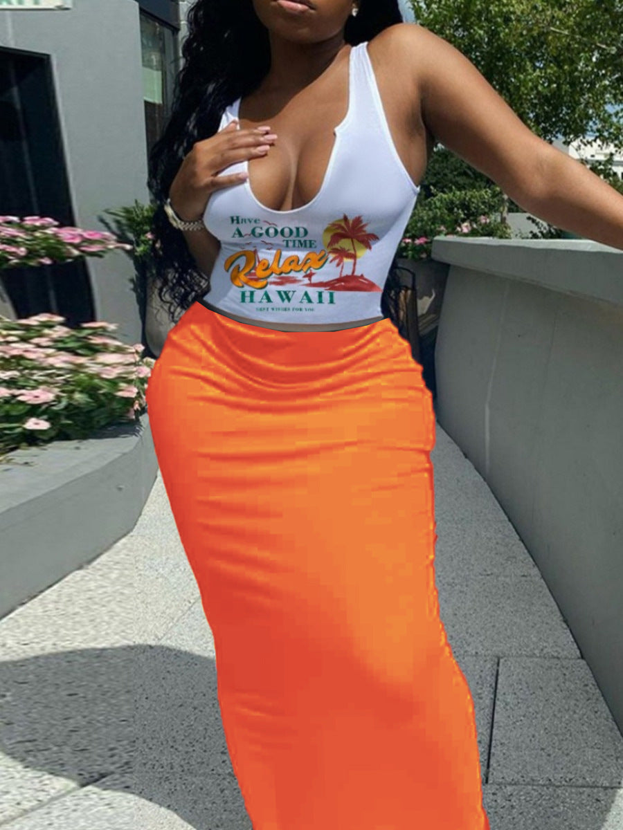 Summer Vest and Long Skirt Two-Piece Set 3