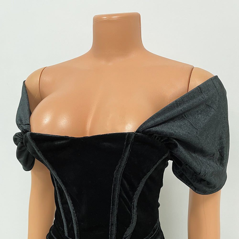 Women Sexy Off Shoulder Irregular Dress 14