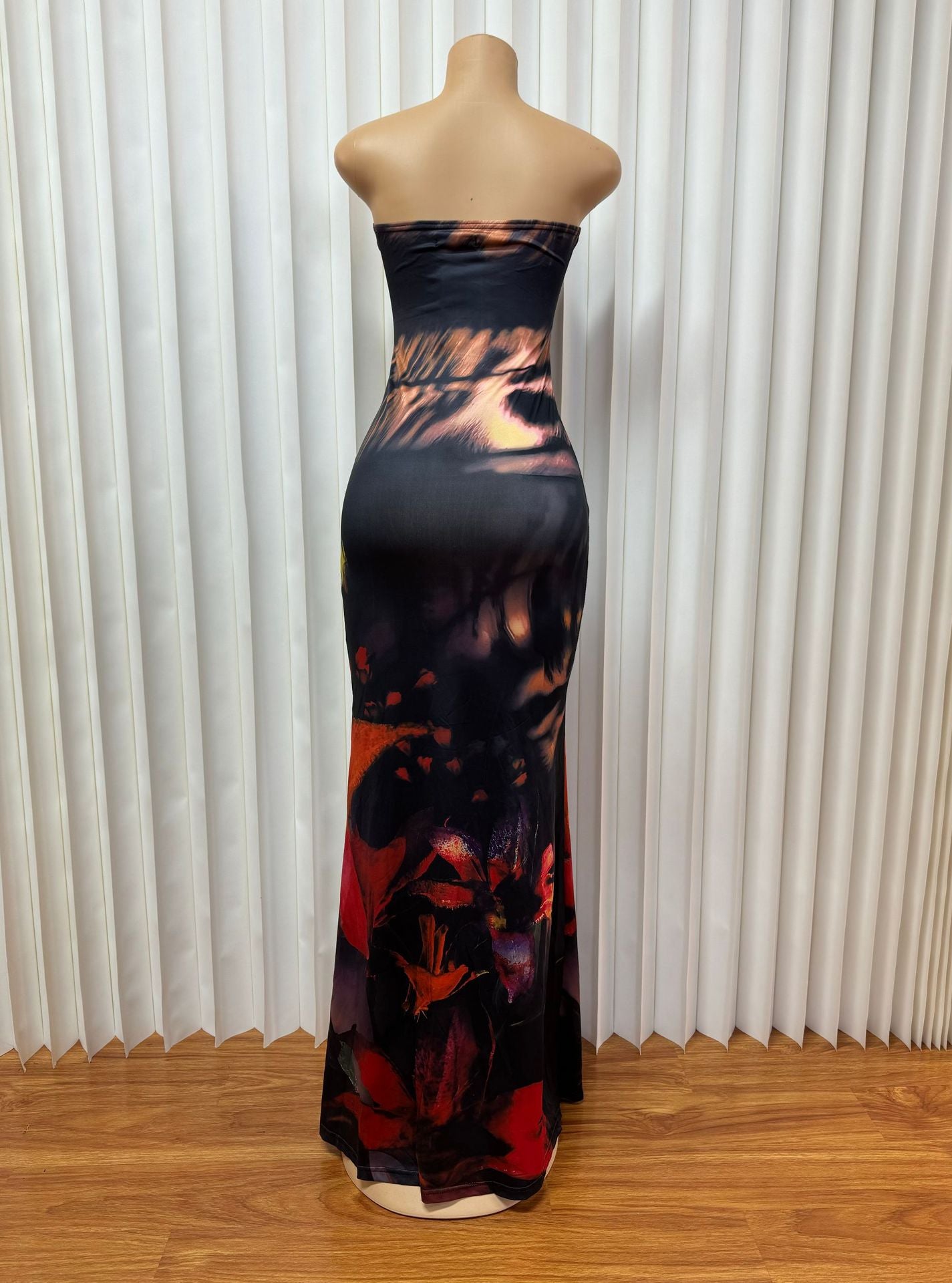 Women's Fashion Sexy Strapless Slim Low-Back Bodycon Long Dress 6