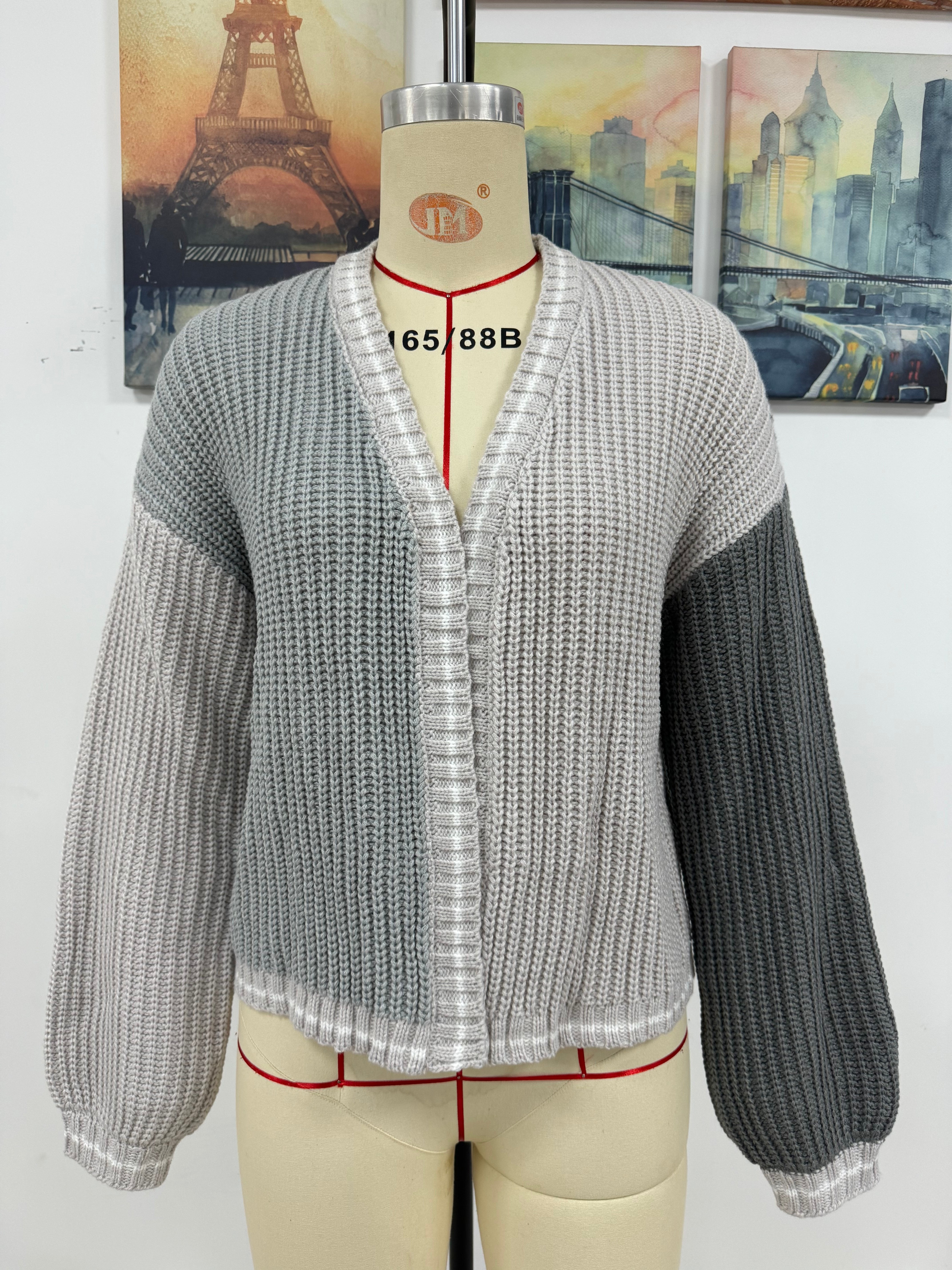 Women Chic Loose Patchwork Knitting Cardigan Sweater 25