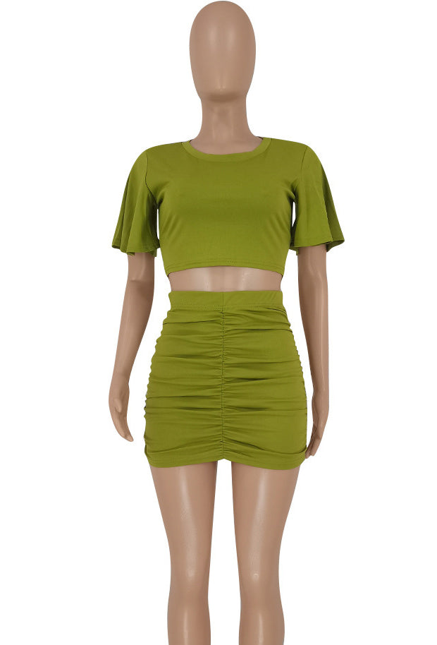 Women Sexy Crop Top and Bodycon Skirt Two-Piece Set 13
