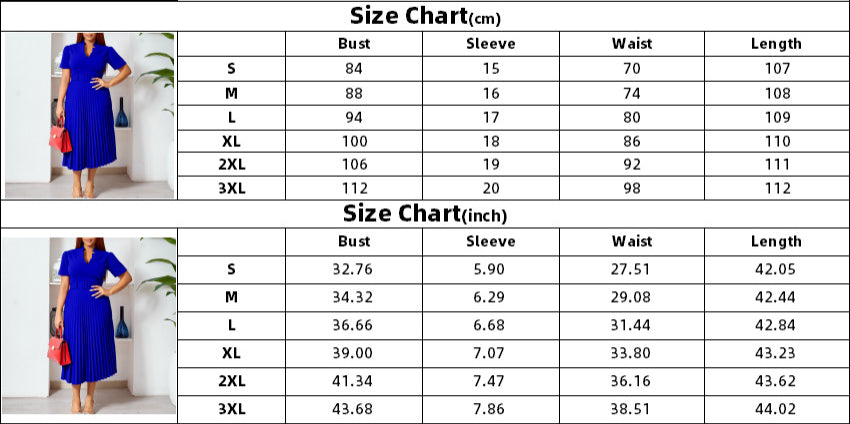 Women's Summer Short Sleeve V-Neck Pleated High Waist Fashion Slim Waist African Dress 14