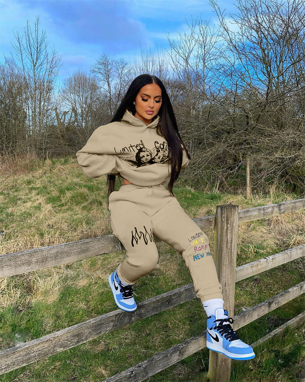 Women's Loose Fit Women's Fashion Casual Two Piece Tracksuit Plus Size 3