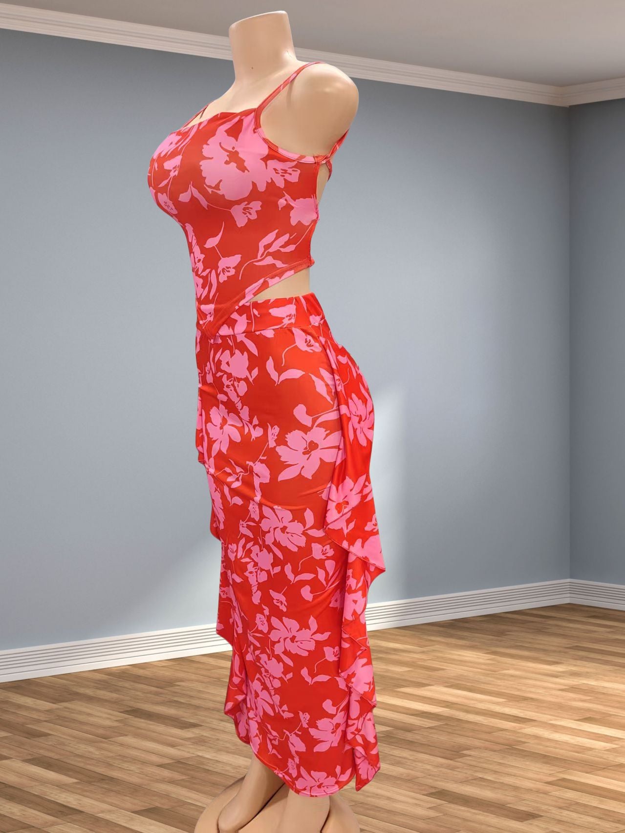 Women sexy suspender backless print dress 9