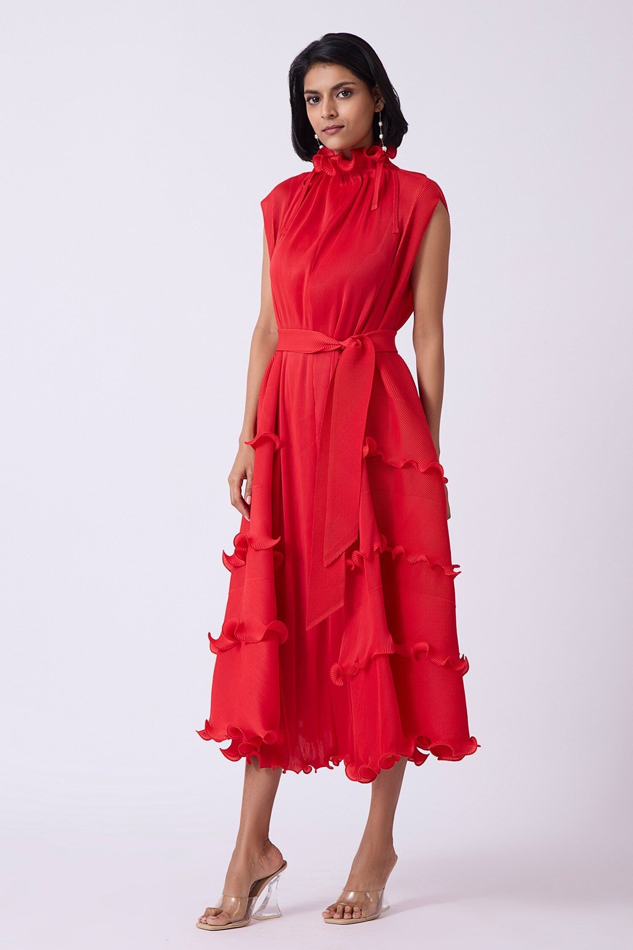 Plus Size African Women French Ruffle Edge Elegant Dress 14