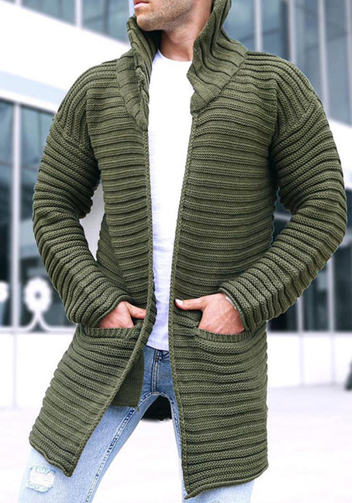 Autumn And Winter Cardigan Men's Solid Color High Collar Long Sleeve Knitting Sweater Coat