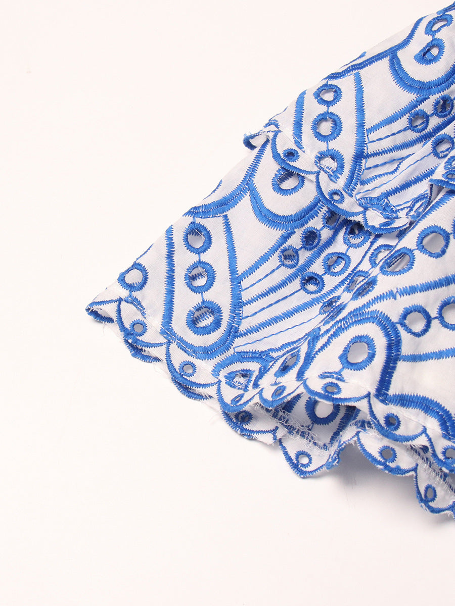 Bohemian Holiday Strapless Slim Waist Mini Cascading Ruffles Dress 12