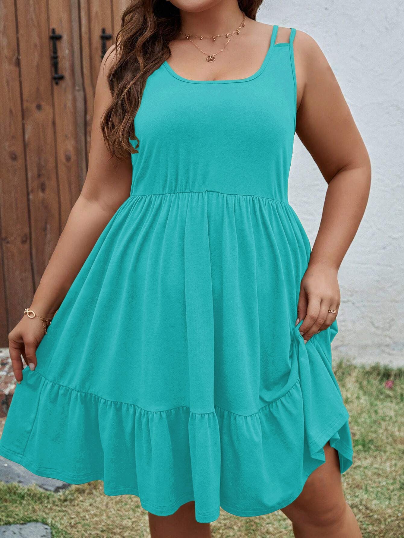 Plus Size Women's Sleeveless Loose Solid Color A-Line Dress 3