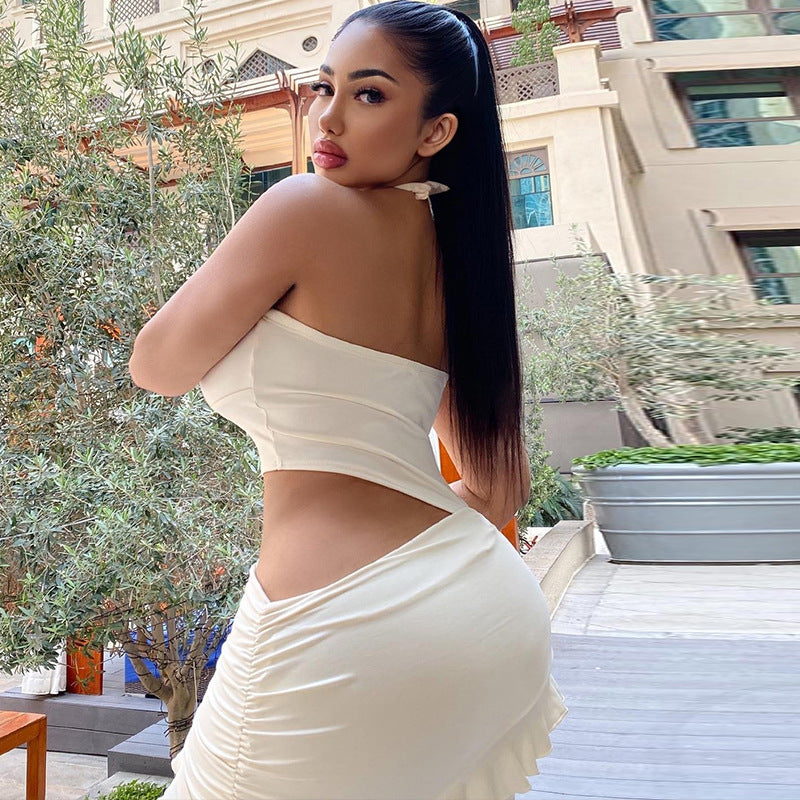 Women Solid sleeveless high collar Casual Bodycon dress 4