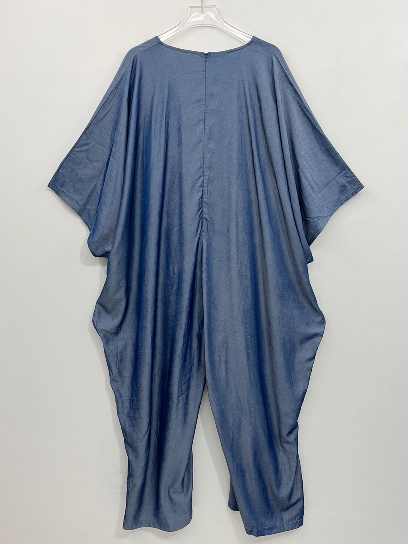 Plus Size V-Neck Loose Denim Jumpsuit 7