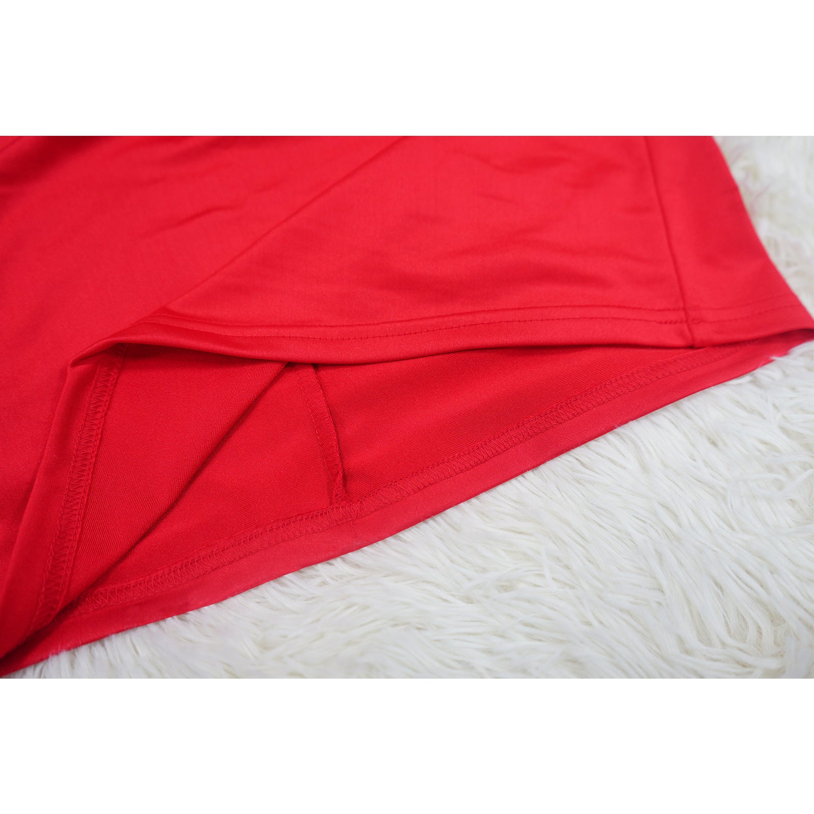 Fashionable Women's V-Neck Short-Sleeved Chic Slim-Fitting Back Slit Dress 20