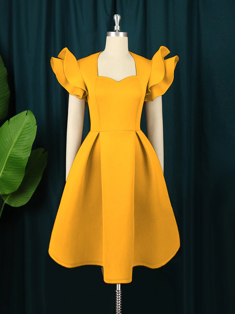 Ruffled Sleeve A-Line Plus Size Party Dress 5