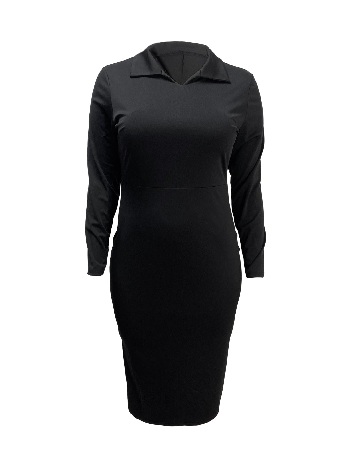 Fashionable Solid Color Long Sleeve Slim Sexy Bodycon Dress 4