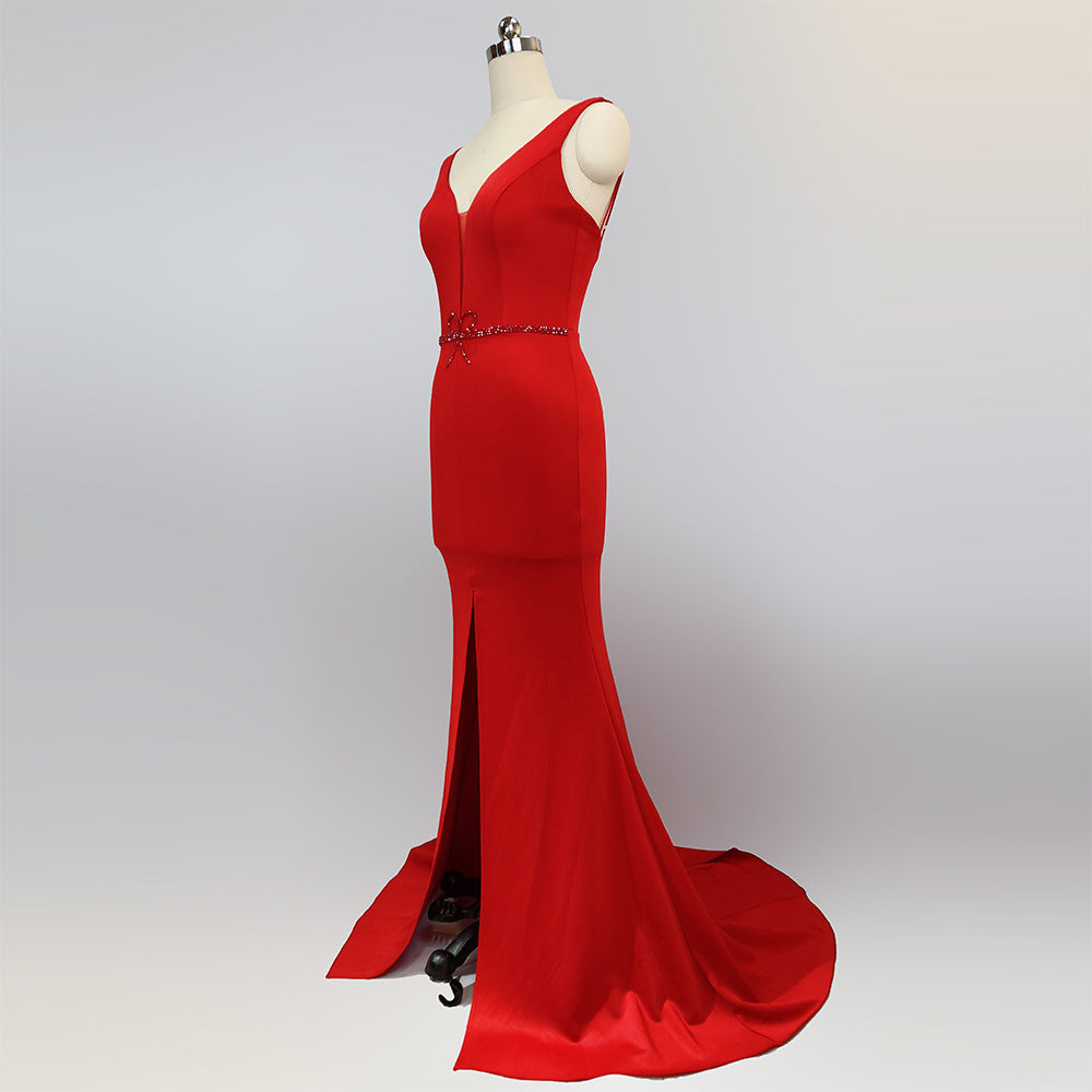 Ladies Summer Sexy V Neck Mermaid Evening Dress 23