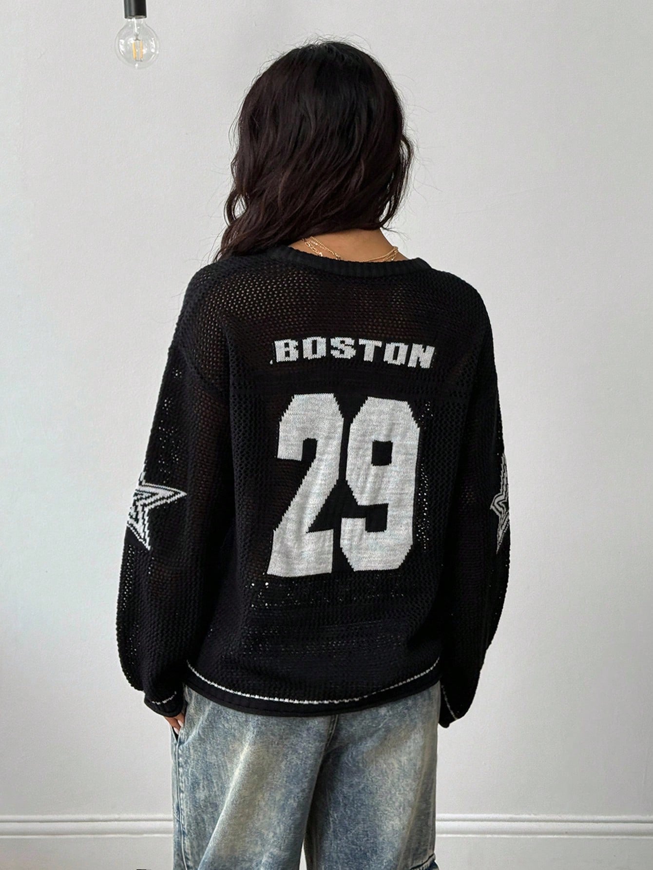 Fashion Casual Street Trend Print V-Neck Long Sleeve Knitted Sweater 11