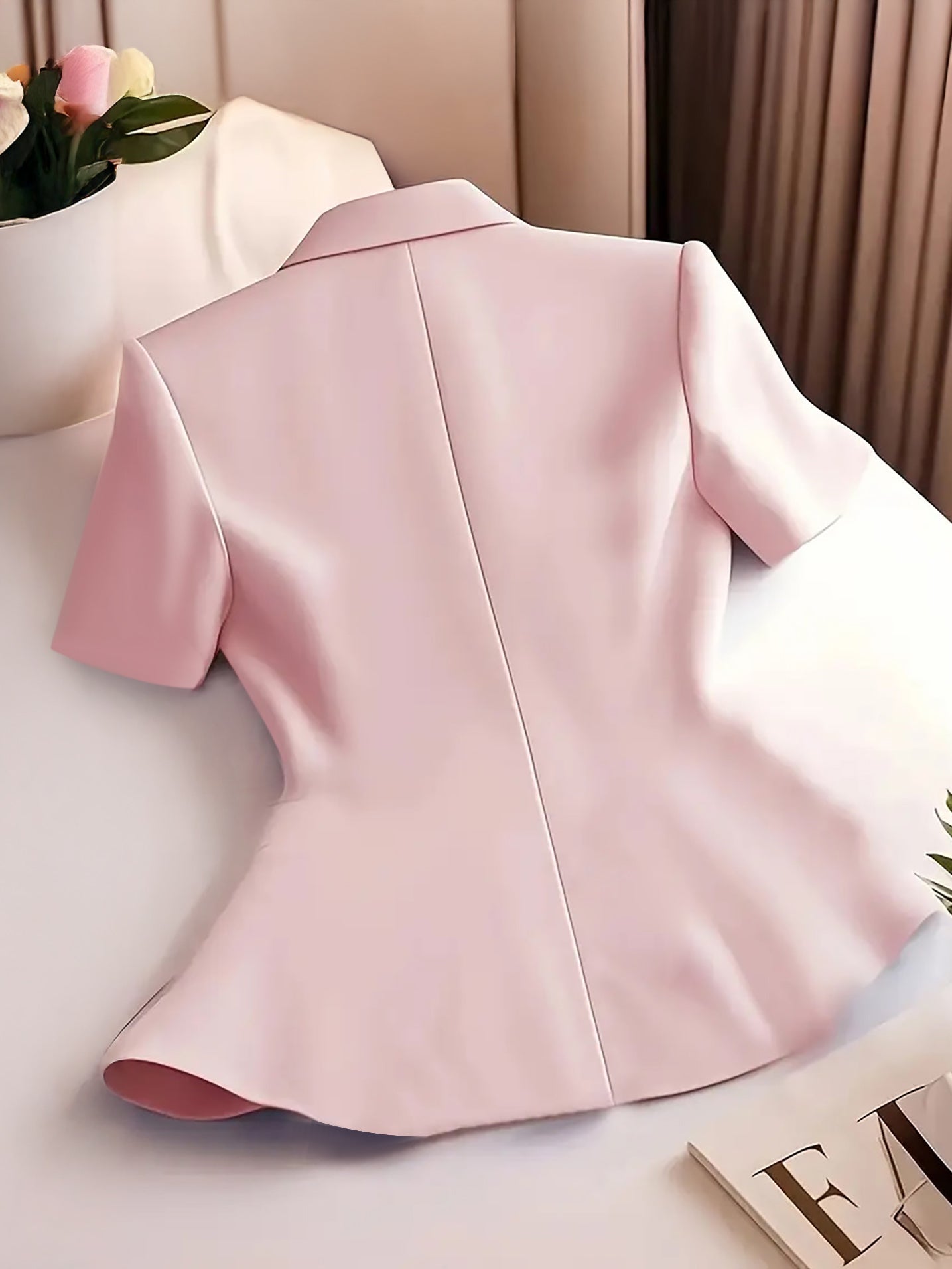 Women Solid Single-breasted Multi-button Turndown Collar Elegant Blazer 10