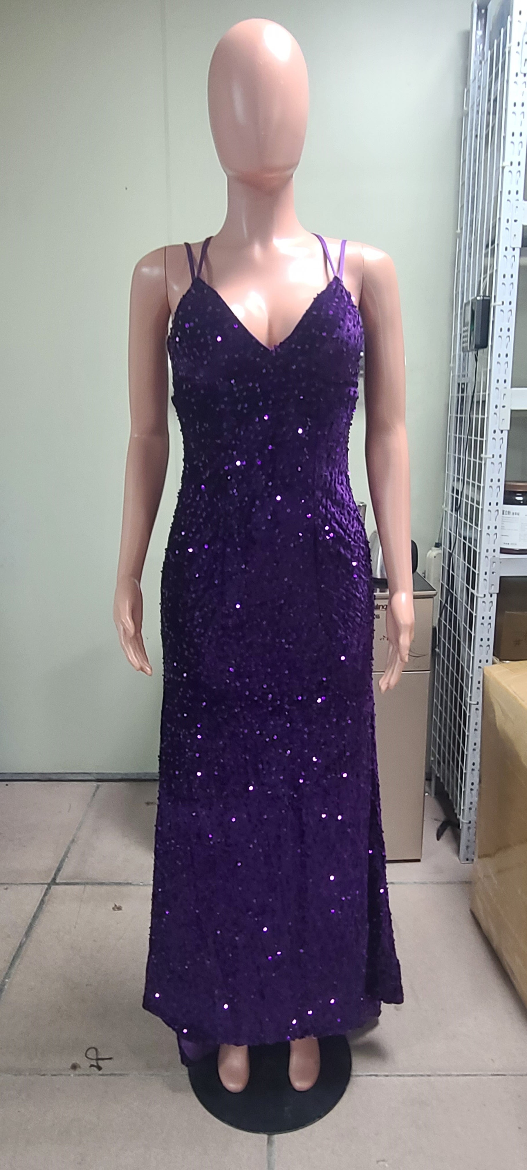 Women sequined ball Bodycon fishtail V-neck party evening dress（Processing time need 3-6 days） 23